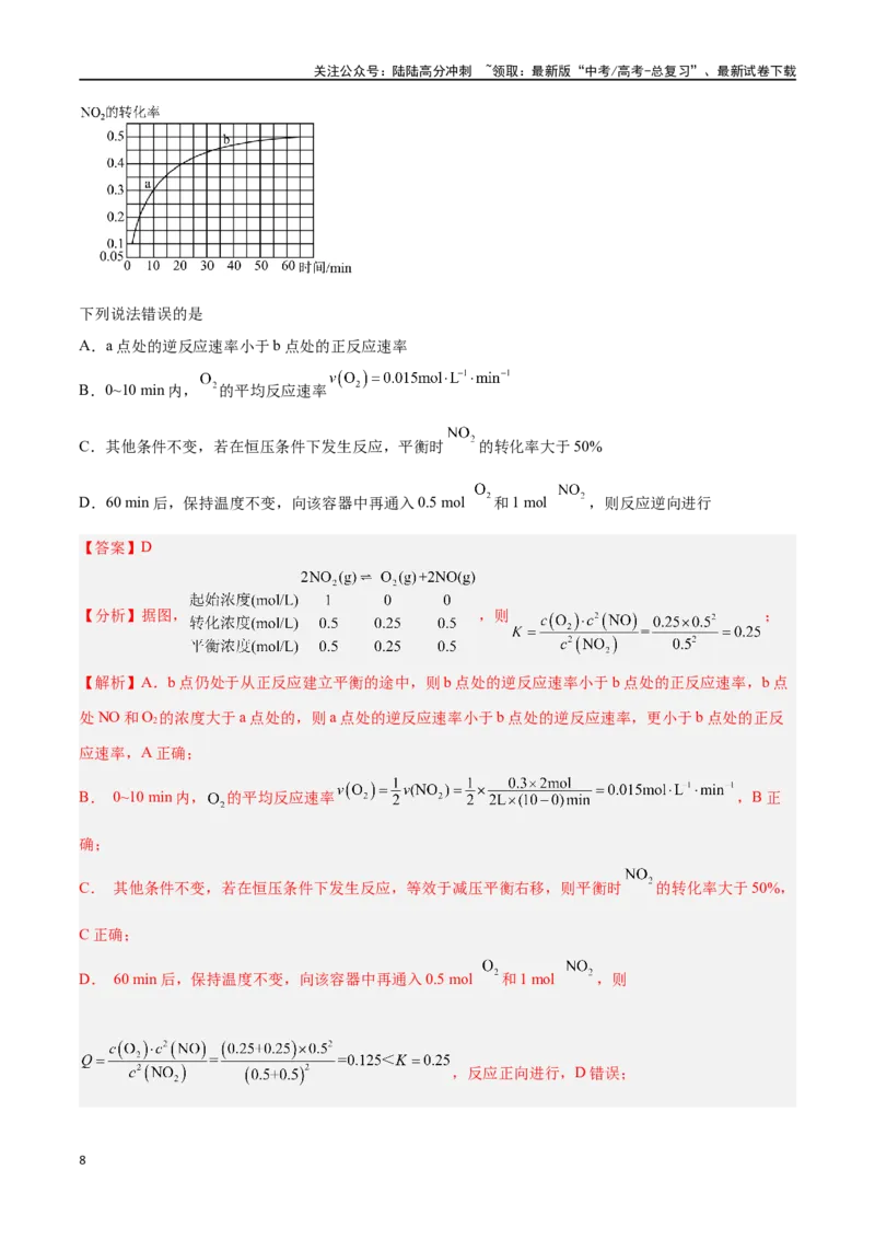 《专题六化学反应速率与化学平衡高考押题-2024年高考化学二轮复习举一反三系列（新高考专用）（教师版）_05-化学-高考总复习_二轮复习_2024年_资料》第8页预览