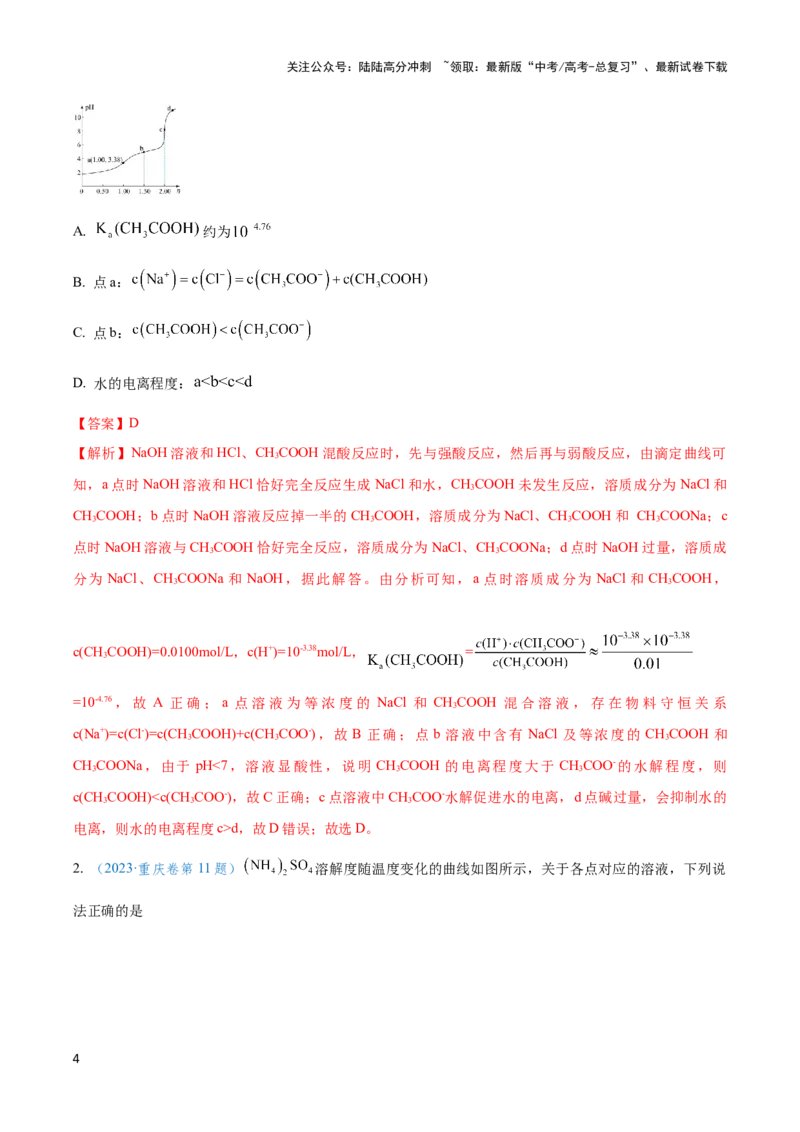 《专题九离子浓度大小比较及分布系数曲线-（解析版）_05-化学-高考总复习_二轮复习_2024年_2024年高考化学二轮复习讲与练考点练习题全国通用_资料》第4页预览