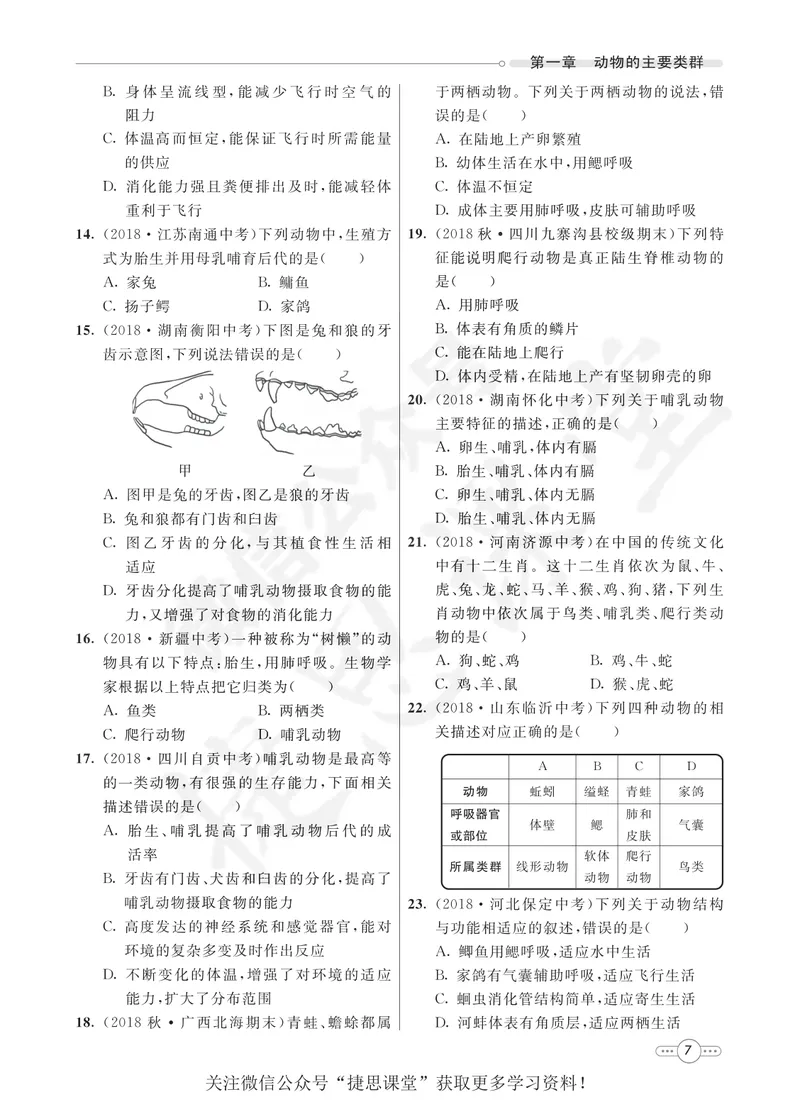 《七彩课堂八年级上册生物人教版同步测评_初中789年级全科目《七彩课堂》各版本_初中生物_同步测评》第9页预览