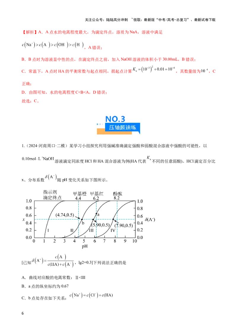 《压轴题07 水溶液中微粒变化图像题（解析版）_05-化学-高考总复习_专项复习_2024年_2024年高考化学压轴题（新高考通用）》第6页预览