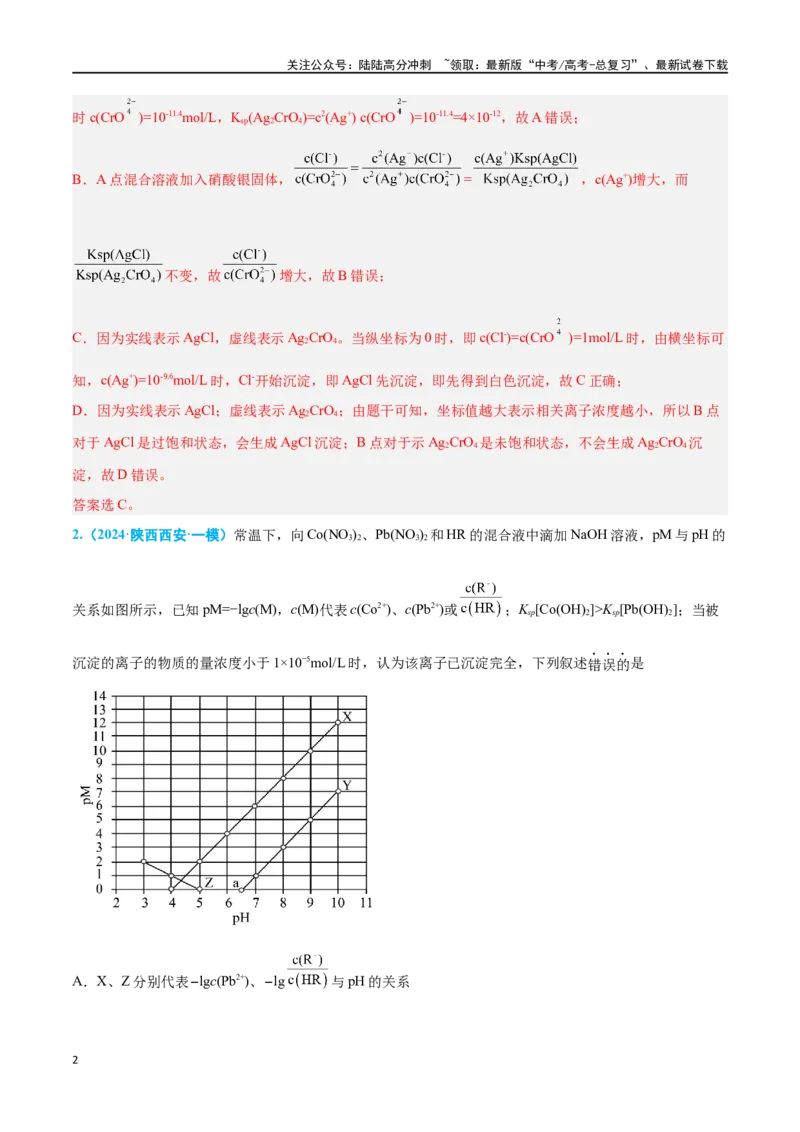 《专题七水溶液中的离子反应与平衡高考押题-2024年高考化学二轮复习举一反三系列（新高考专用）（教师版）_05-化学-高考总复习_二轮复习_2024年_资料》第2页预览