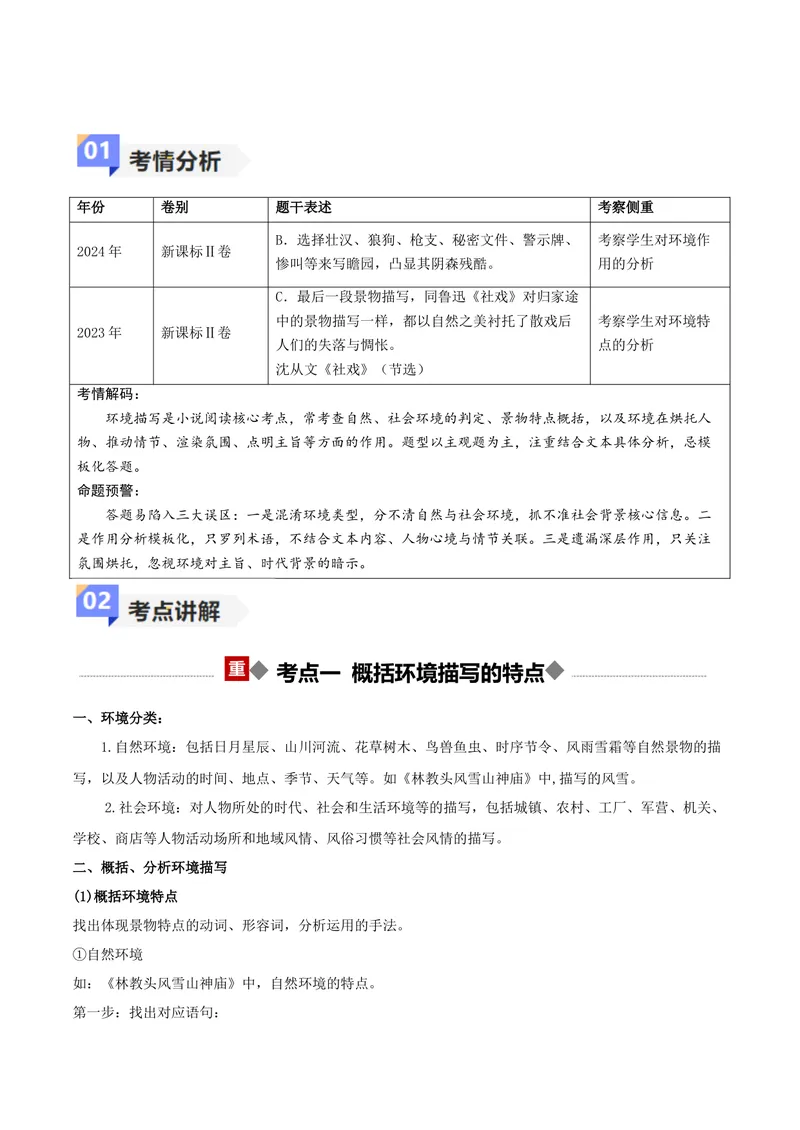 《专题02小说阅读之环境（讲义）（全国通用）（教师版）(1)_二轮复习_2026年-语文二轮复习_22026年高考语文二轮复习现代文阅读（全国通用）》第2页预览