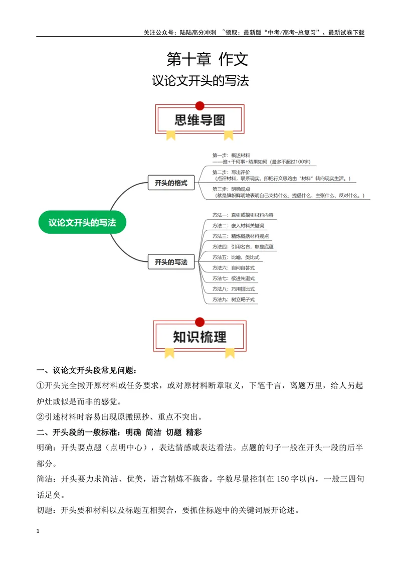 《专题04：议论文开头的写法（教师版）_一轮复习_2025年_2025年高考语文一轮复习知识清单（全国通用）》第1页预览