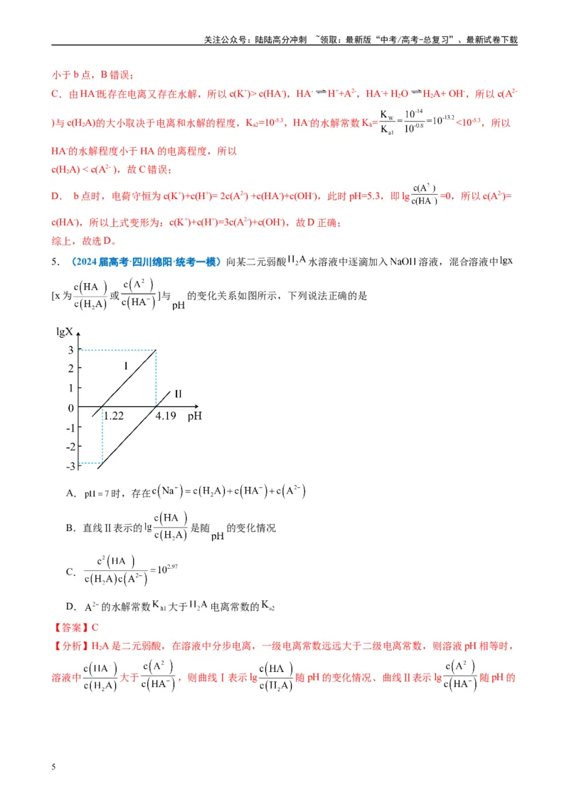 《专题07水溶液中的离子反应与平衡（解析版）_05-化学-高考总复习_专项复习_2025年_2024年高考一模试题分类汇编化学全国通用》第5页预览