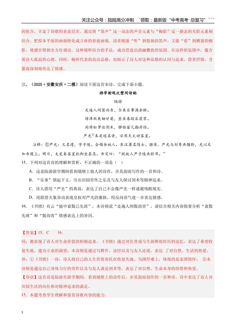 《专题04古代诗歌阅读（教师版）_专项复习_2026年-语文专项复习_2025年高考语文二模试题分类汇编（安徽专用）》第5页预览