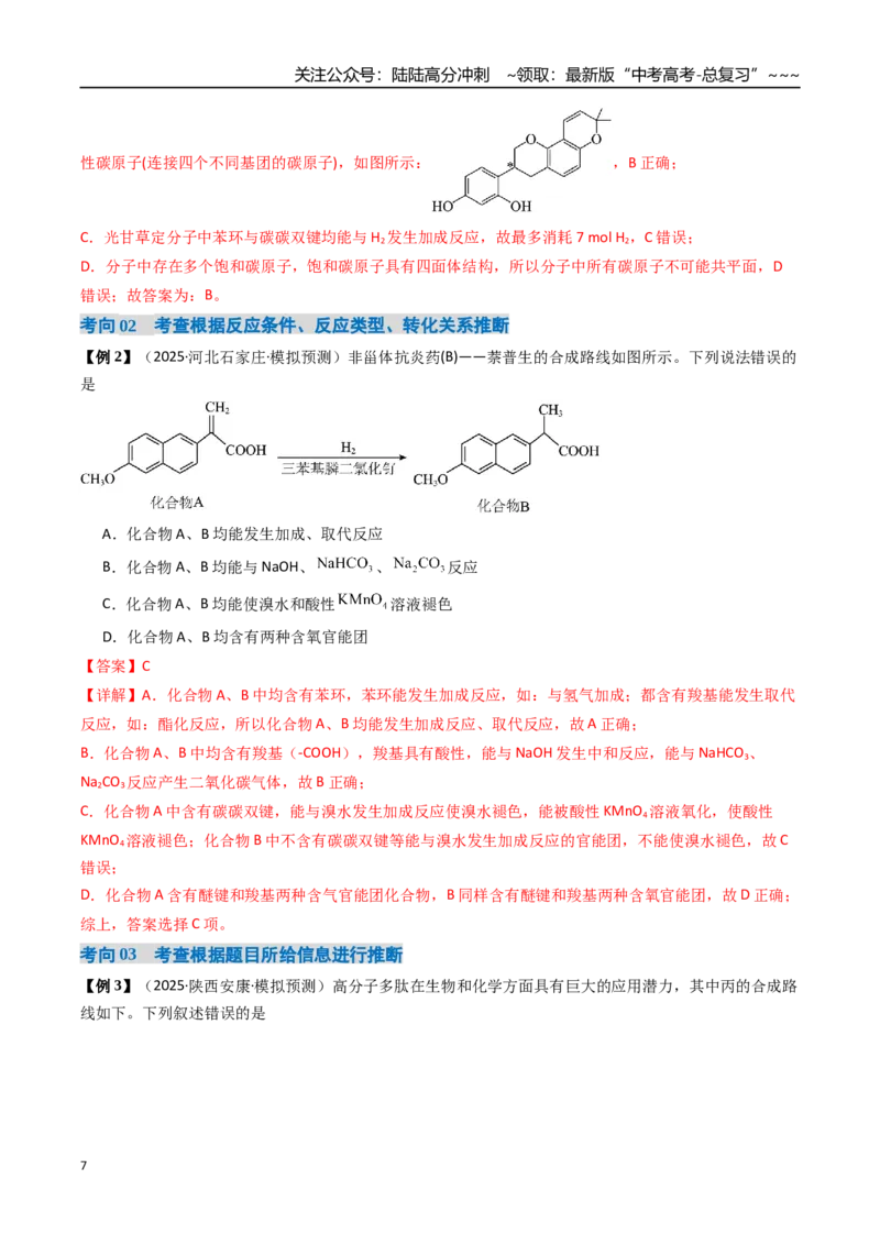 《专题06有机推断（高效培优讲义）（教师版）_05-化学-高考总复习_一轮复习_2026年-化学高考一轮复习_2026年高考化学一轮复习考点精讲精练（新高考通用）-G58_2026版》第7页预览