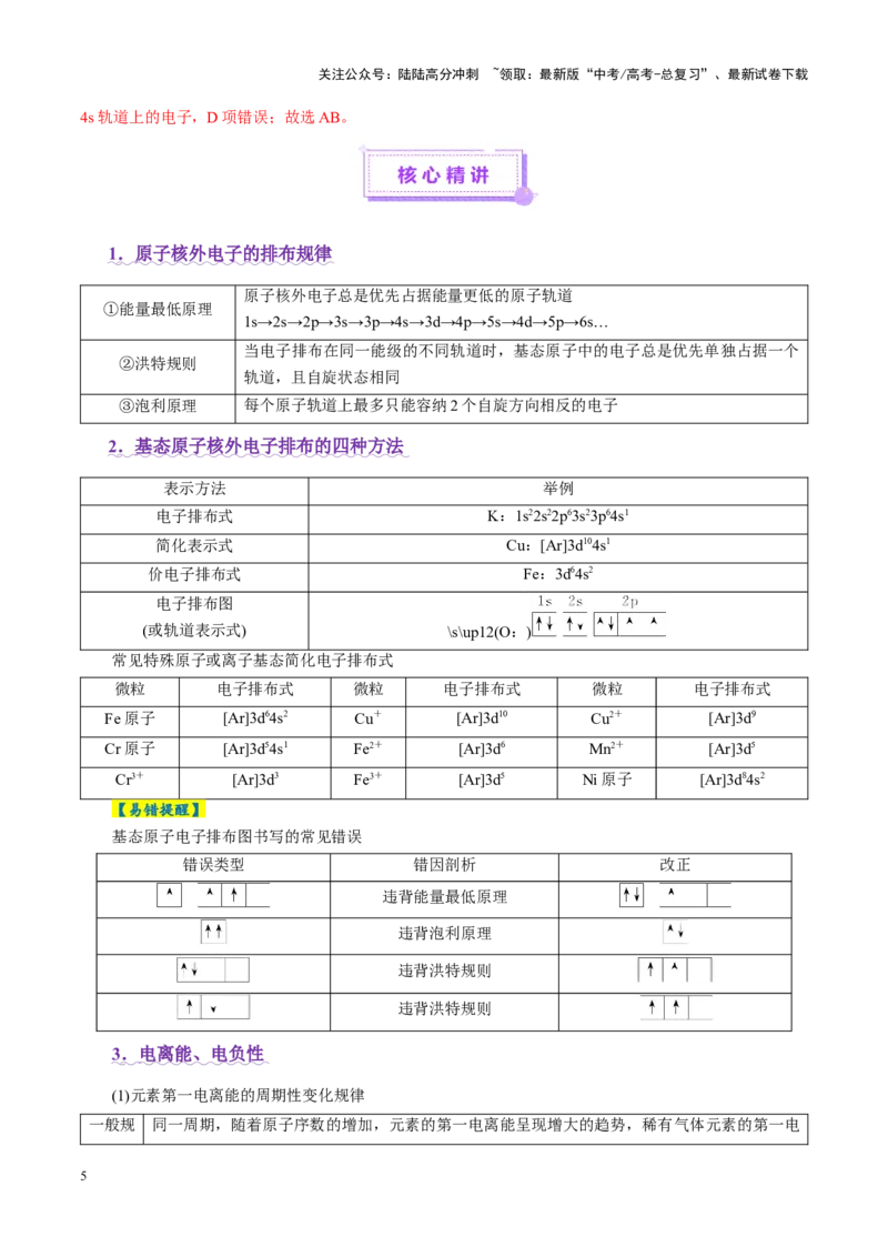 《专题12大题突破——物质结构与性质综合（讲义）（教师版）_05-化学-高考总复习_二轮复习_2025年_2025年高考化学二轮复习课件+讲义+练习（新高考通用）》第5页预览