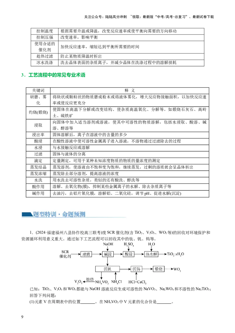 《专题10化学工艺流程(题型突破)(讲义)(原卷版)_05-化学-高考总复习_二轮复习_2024年_2024年高考化学二轮复习讲练测（新教材新高考）_配套讲义（原卷版+解析版）》第9页预览