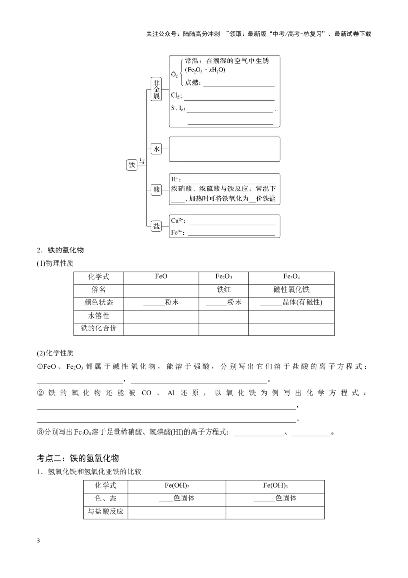 《专题九铁及其化合物-（原卷版）_05-化学-高考总复习_一轮复习_2024年_2023-2024学年解密高考化学大一轮复习精讲精练（配套新教材2019）_资料》第3页预览