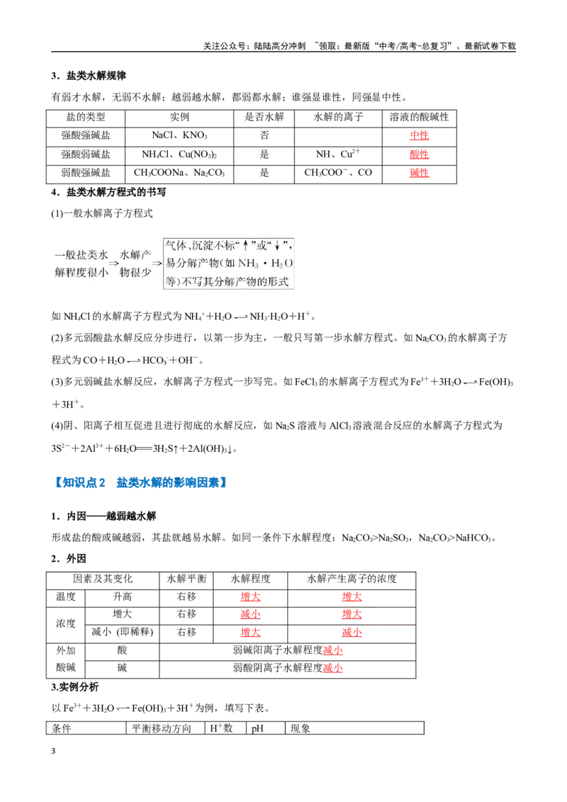 《专题23盐类的水解及其应用八大题型（新高考通用）（教师版）_05-化学-高考总复习_一轮复习_2025年_2025年高考化学一轮复习举一反三系列（新高考通用）_资料》第3页预览