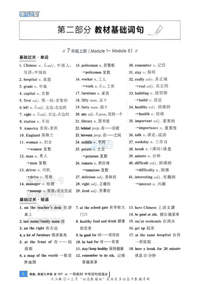 《2025领跑英语一轮词句背诵（教材梳理）_小初高学习资料合集（每天更新）_学习之星领跑中考（辽宁）》第7页预览