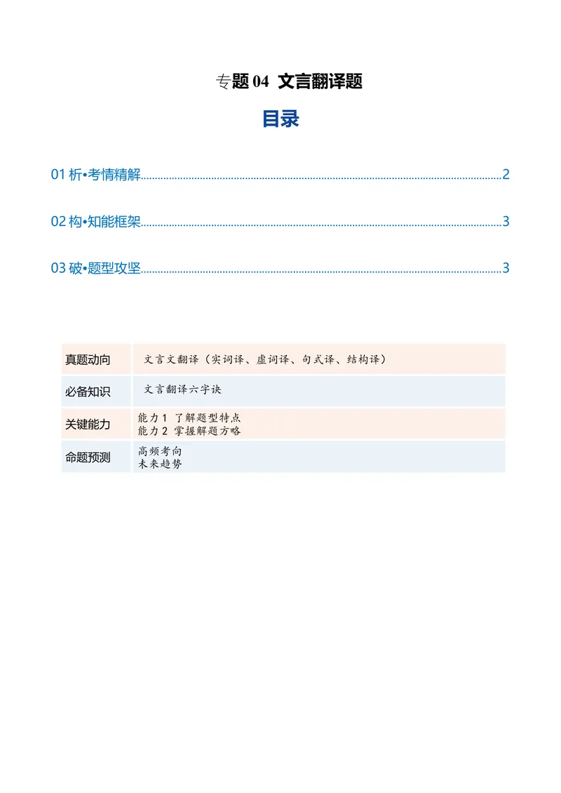 《专题04文言翻译题（复习讲义）（全国通用）（教师版）(1)_二轮复习_2026年-语文二轮复习_2026年高考语文二轮复习课件+讲义+练习（新高考通用）-G92_2026版》第1页预览