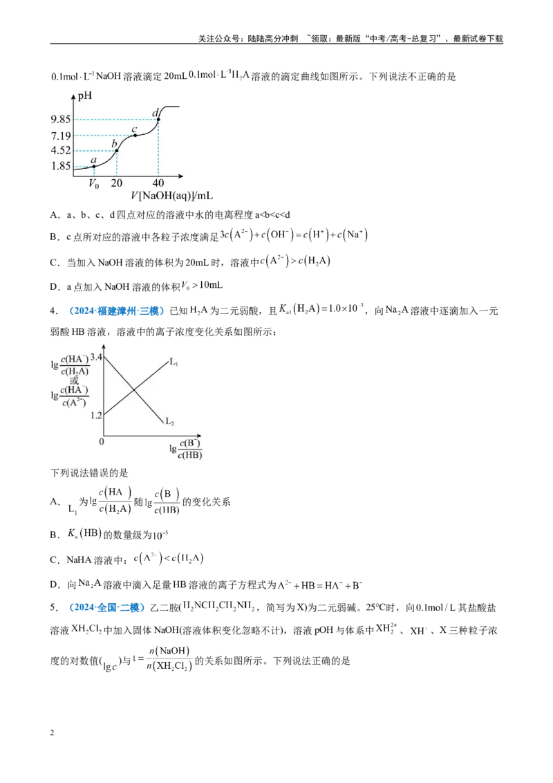 《专题07水溶液中的离子反应与平衡（新高考七省专用）（原卷版）_05-化学-高考总复习_专项复习_2025年_2024年高考二模试题分类汇编化学新高考七省专用》第2页预览