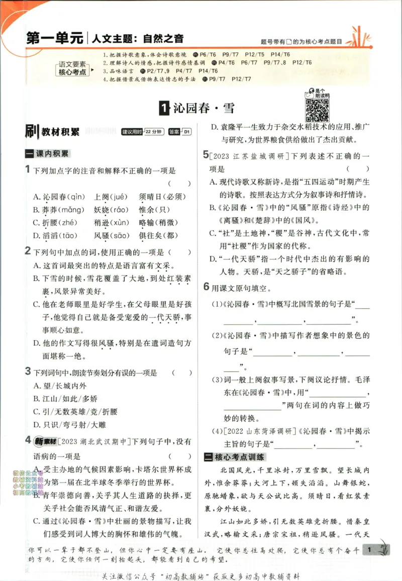 《初中必刷题九年级上册语文人教版_2、2025初中必刷题合集_初中必刷题23+24+25上册_2024版（部分上册）》第9页预览