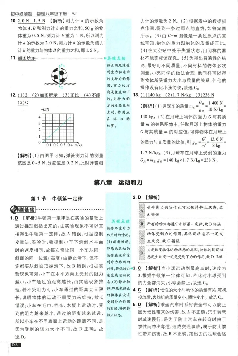 《初中必刷题-8下-物理人教版批注式详答与详析_初中全科目同步习题+精品试卷(7-9年级)(1)_25秋初中物理《同步习题+精品试卷》_初中物理试卷人教版_《初中必刷题》25秋_8-9下册》第10页预览