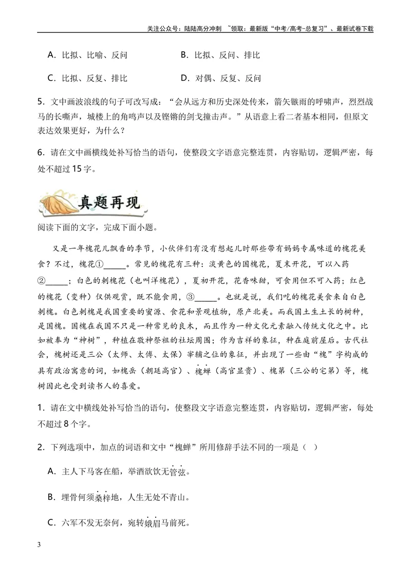《专题04修辞方法题型归类-2023年高考语文毕业班二轮热点题型归纳与变式演练（新高考版）（原卷版）_二轮复习_2024年_2024高考语文二轮复习热点题型归纳与变式演练解题_资料》第3页预览