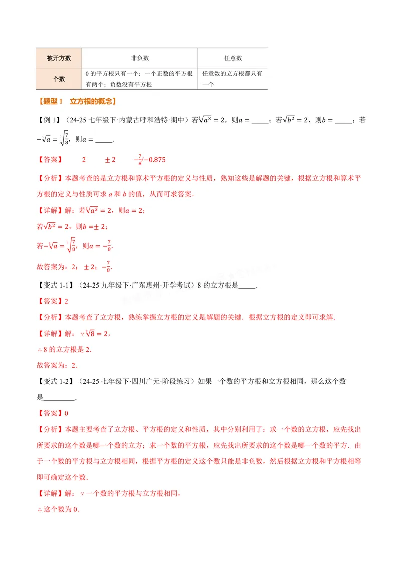 《专题10.2立方根(讲义)(解析版)_2026语数英7-9年级上《举一反三系列》多版本_2026《初中数学•举一反三系列》8上多版本_2026《初中数学•举一反三系列》8上(华东师大)_专题10.2立方根(讲义)》第2页预览