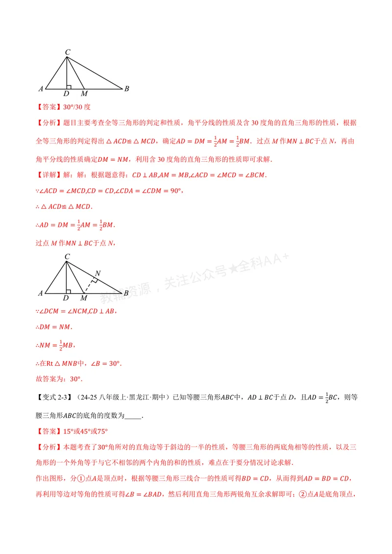 《专题2.10含30°角的直角三角形的性质(讲义)(解析版)_2026语数英7-9年级上《举一反三系列》多版本_2026《初中数学•举一反三系列》8上多版本_2026《初中数学•举一反三系列》8上(浙教)》第8页预览