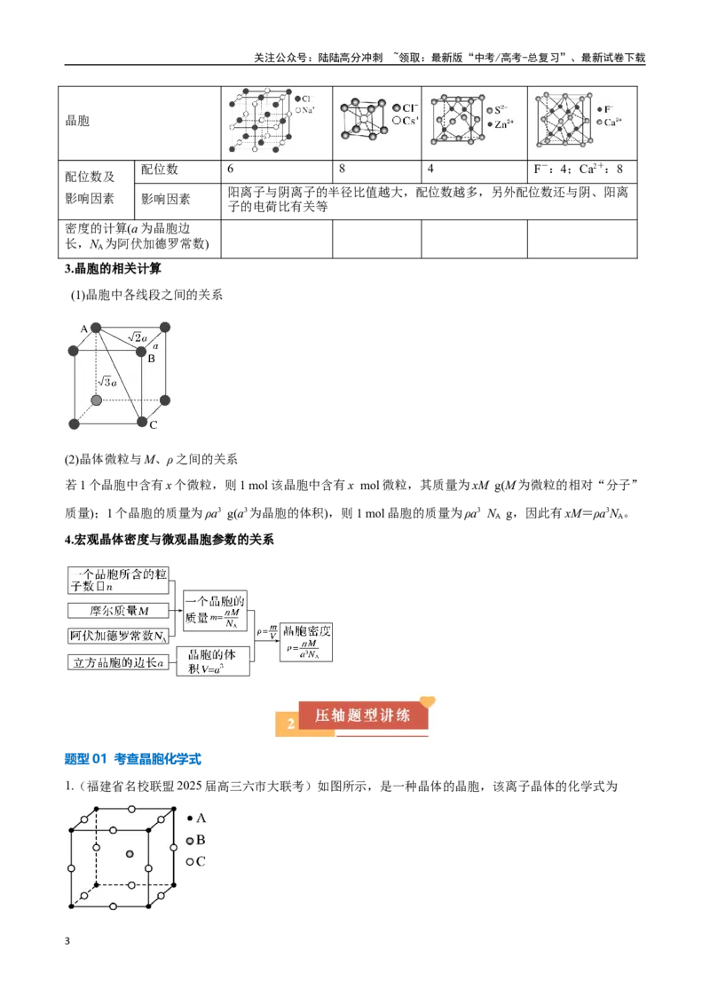 《压轴题09晶体结构及相关计算（教师版）_05-化学-高考总复习_专项复习_2025年_2025年高考化学培优训练新高考通用》第3页预览