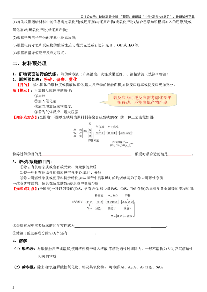 《专题十二化学工业流程（原卷版）_05-化学-高考总复习_二轮复习_2024年_2024年高考化学二轮专题复习讲义（新高考通用）_资料_1-资料》第2页预览