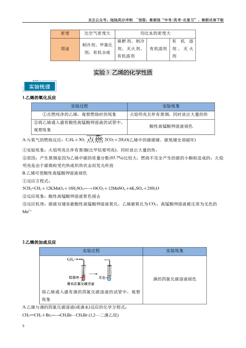 《专题06有机化学基础（一）（教师版）-19页_05-化学-高考总复习_专项复习_2025年_2025年高考化学教材重点实验清单一遍过_资料》第5页预览