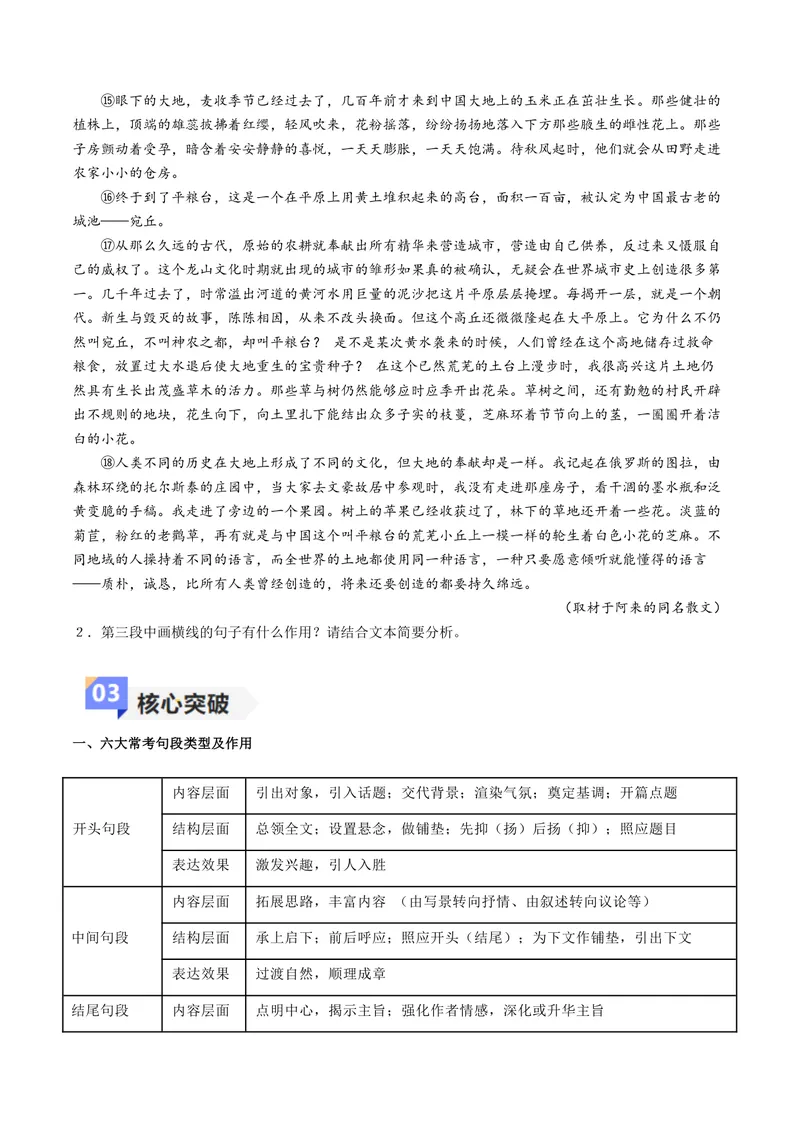 《专题05散文之句段作用（讲义）（全国通用）（学生版）(1)_二轮复习_2026年-语文二轮复习_22026年高考语文二轮复习现代文阅读（全国通用）》第5页预览