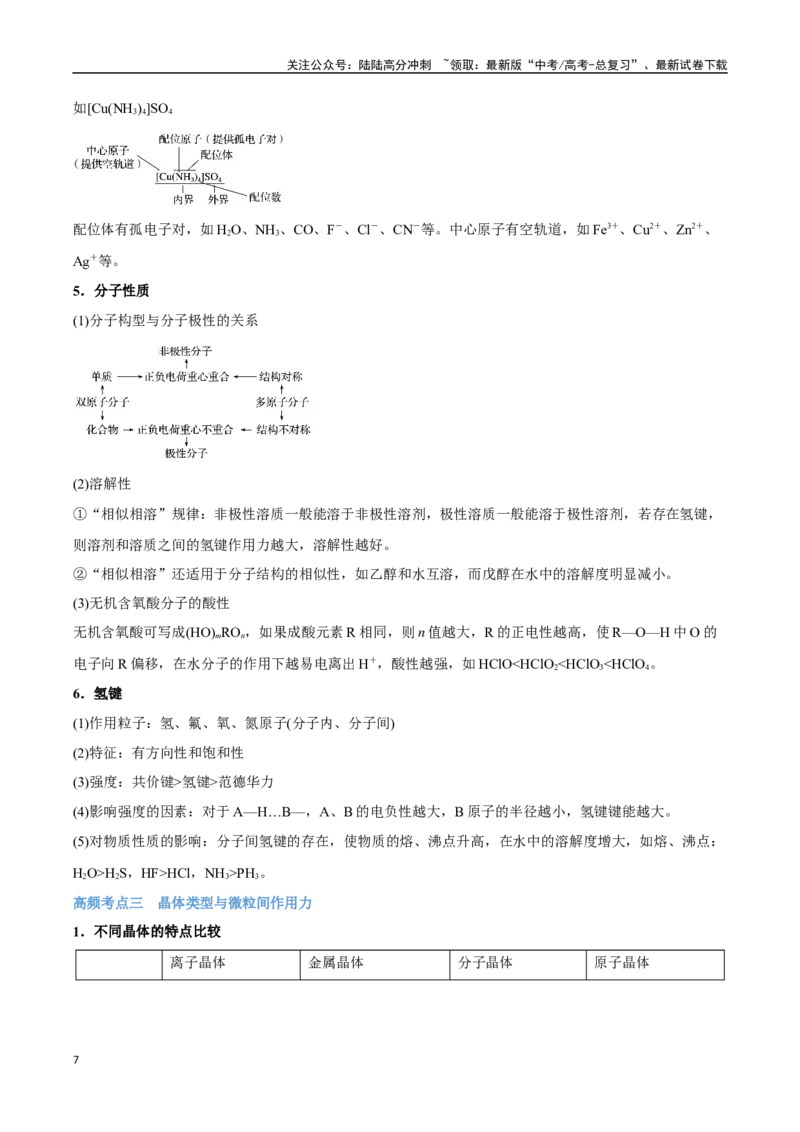 《专题16　物质结构与性质讲义（考情+考点+跟踪训练）_05-化学-高考总复习_二轮复习_2025年_2025年高考化学二轮复习专题冲刺讲义习题考点练全国通用》第7页预览