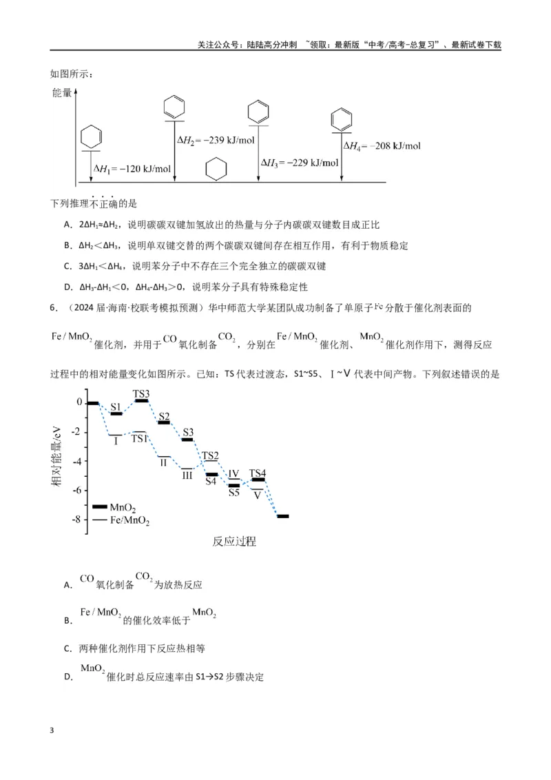 《专题12化学反应的热效应能垒图的分析-原卷版）_05-化学-高考总复习_二轮复习_2024年_2024年高考化学二轮专题强化训练习题试题练习全国_资料》第3页预览