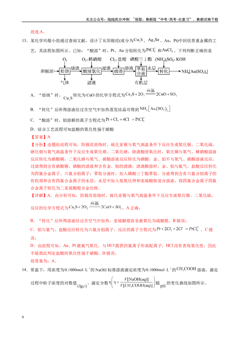 《信息必刷卷05（河南专用）（教师版）_05-化学-高考总复习_专项复习_2025年_2025年高考考前必刷题（多地区）化学_2025年高考化学考前必刷卷（河南专用）4套》第9页预览