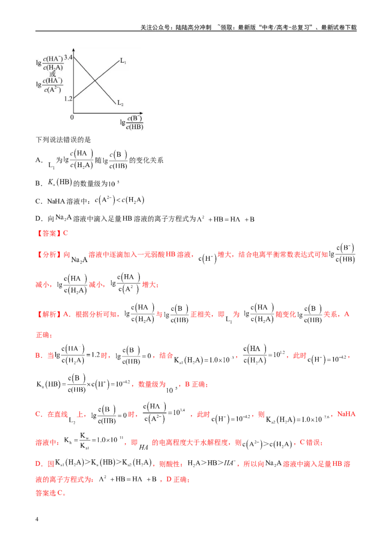 《专题07水溶液中的离子反应与平衡（新高考七省专用）（解析版）_05-化学-高考总复习_专项复习_2025年_2024年高考二模试题分类汇编化学新高考七省专用》第4页预览