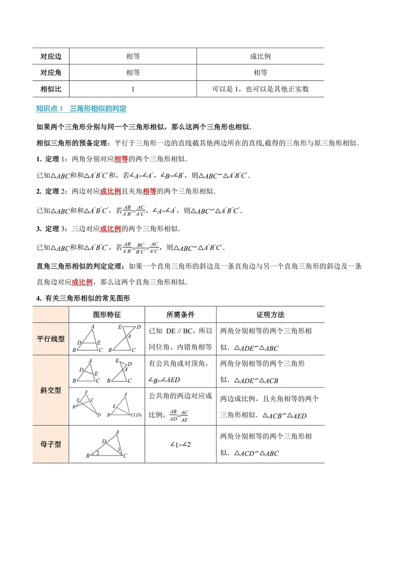 《专题23.3相似图形、相似三角形的判定(讲义)(原卷版)_2026语数英7-9年级上《举一反三系列》多版本_2026《初中数学•举一反三系列》9上多版本_2026《初中数学•举一反三系列》9上(华东师大)》第2页预览