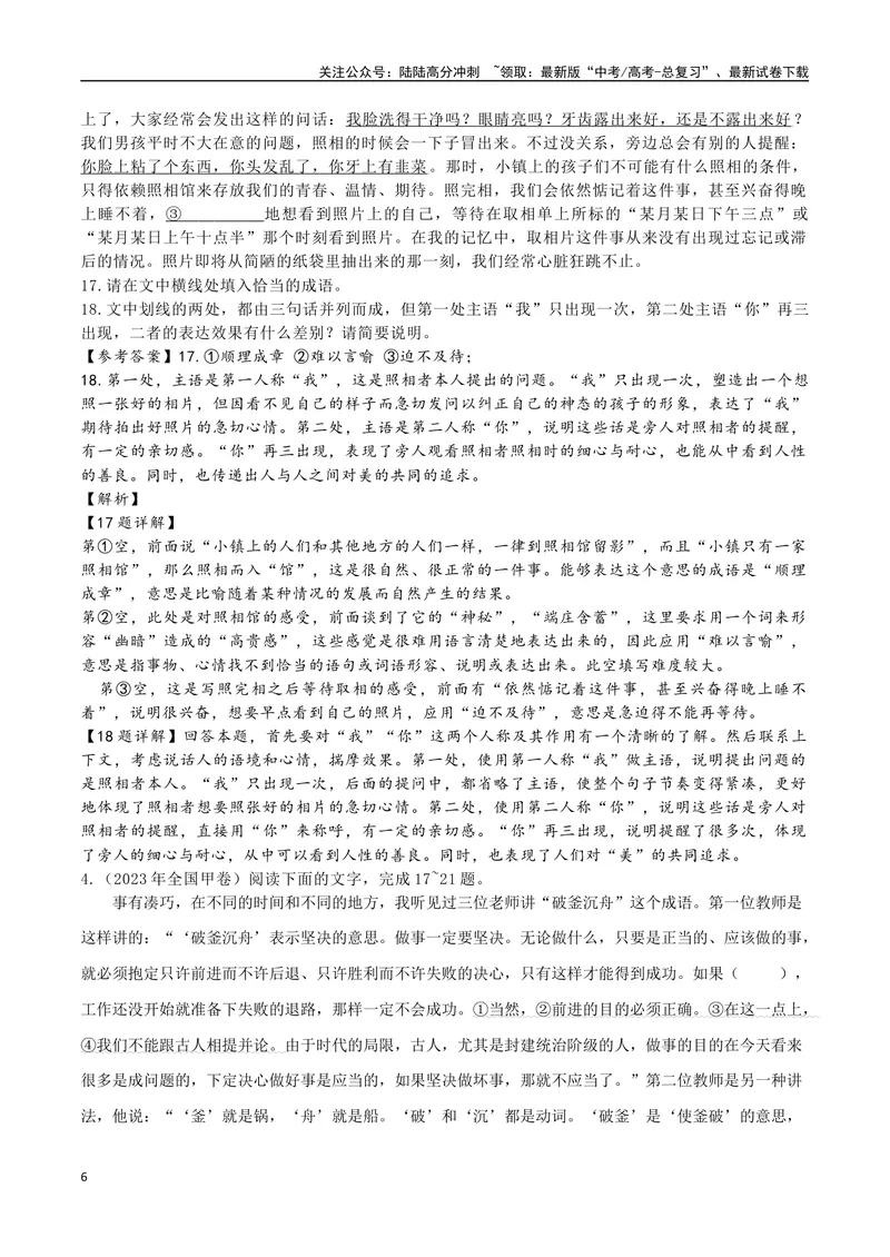 《专题05成语专项突破-备战2024年高考语文语言文字运用专项突破（解析版）_专项复习_2024年_2024年高考语文语言文字运用专项突破讲练结合_资料》第6页预览
