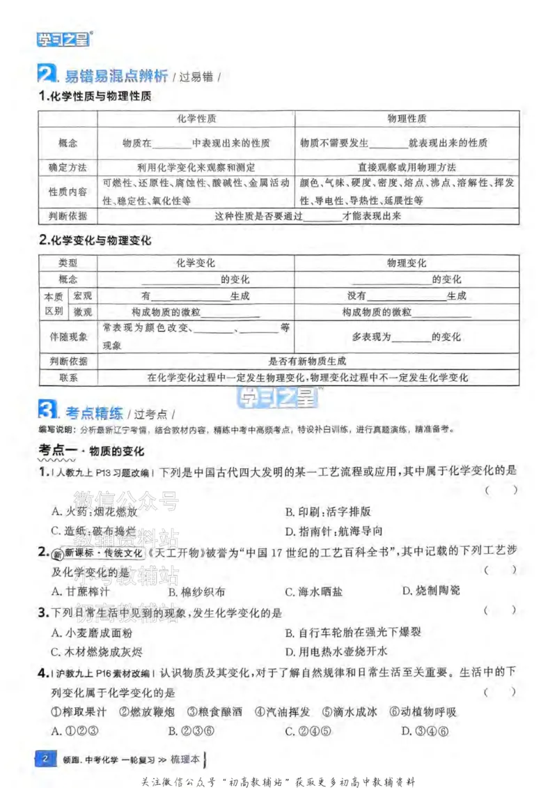 《2025领跑化学一轮（教材梳理）_小初高学习资料合集（每天更新）_学习之星领跑中考（辽宁）》第6页预览