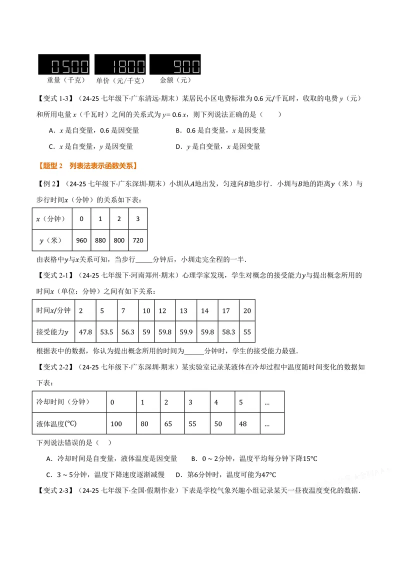 《专题12.1函数(讲义)(原卷版)_2026语数英7-9年级上《举一反三系列》多版本_2026《初中数学•举一反三系列》8上多版本_2026《初中数学•举一反三系列》8上(沪科)_专题12.1函数(讲义)》第3页预览