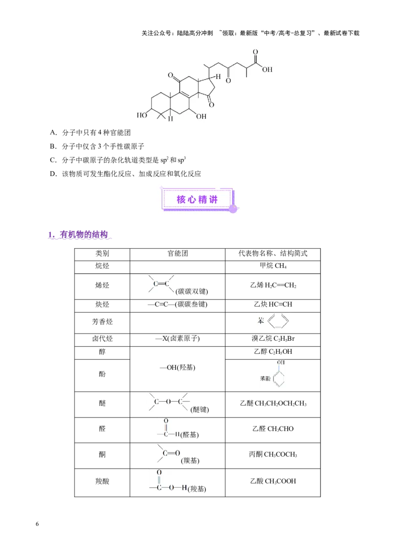 《专题13有机化学基础（讲义）（学生版）_05-化学-高考总复习_二轮复习_2025年_2025年高考化学二轮复习课件+讲义+练习（新高考通用）》第6页预览