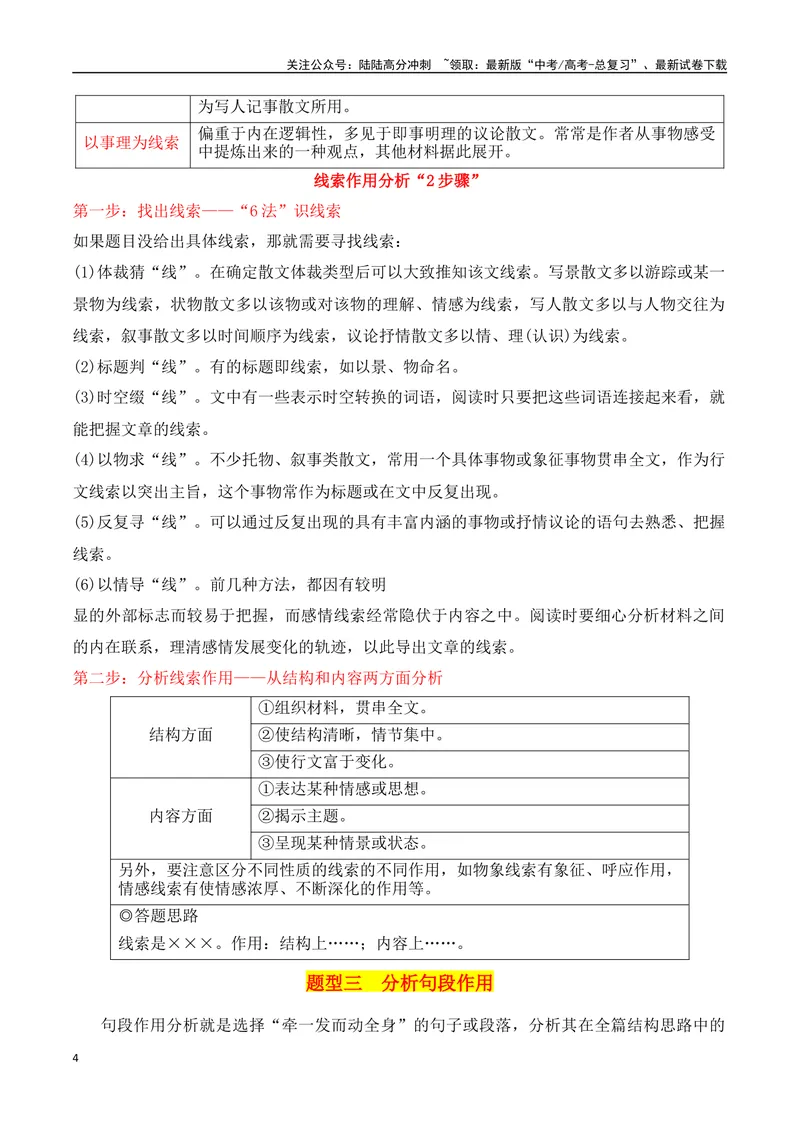 《专题01：分析散文结构思路（教师版）_一轮复习_2025年_2025年高考语文一轮复习知识清单（全国通用）》第4页预览