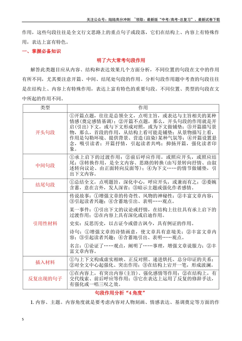 《专题01：分析散文结构思路（教师版）_一轮复习_2025年_2025年高考语文一轮复习知识清单（全国通用）》第5页预览