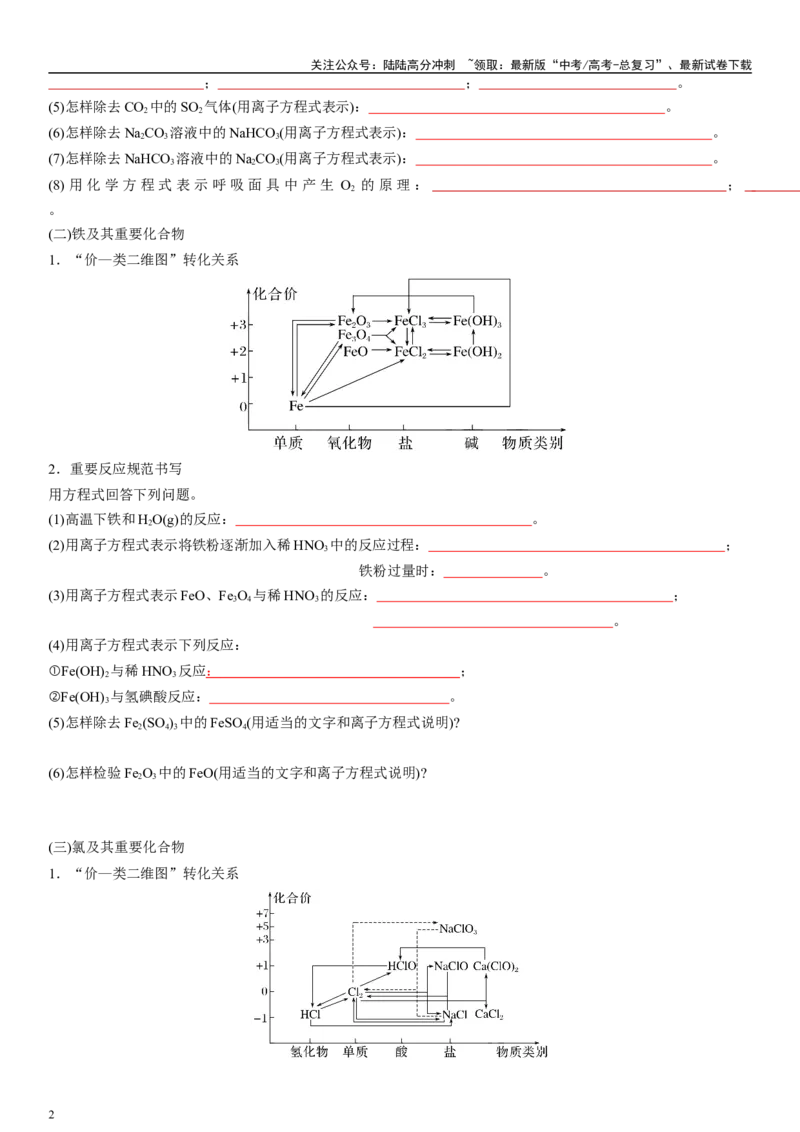 《专题4元素化合物（学生版）_05-化学-高考总复习_二轮复习_2024年_2024年高考化学二轮专题复习讲义（新高考通用）_资料_1-资料》第2页预览