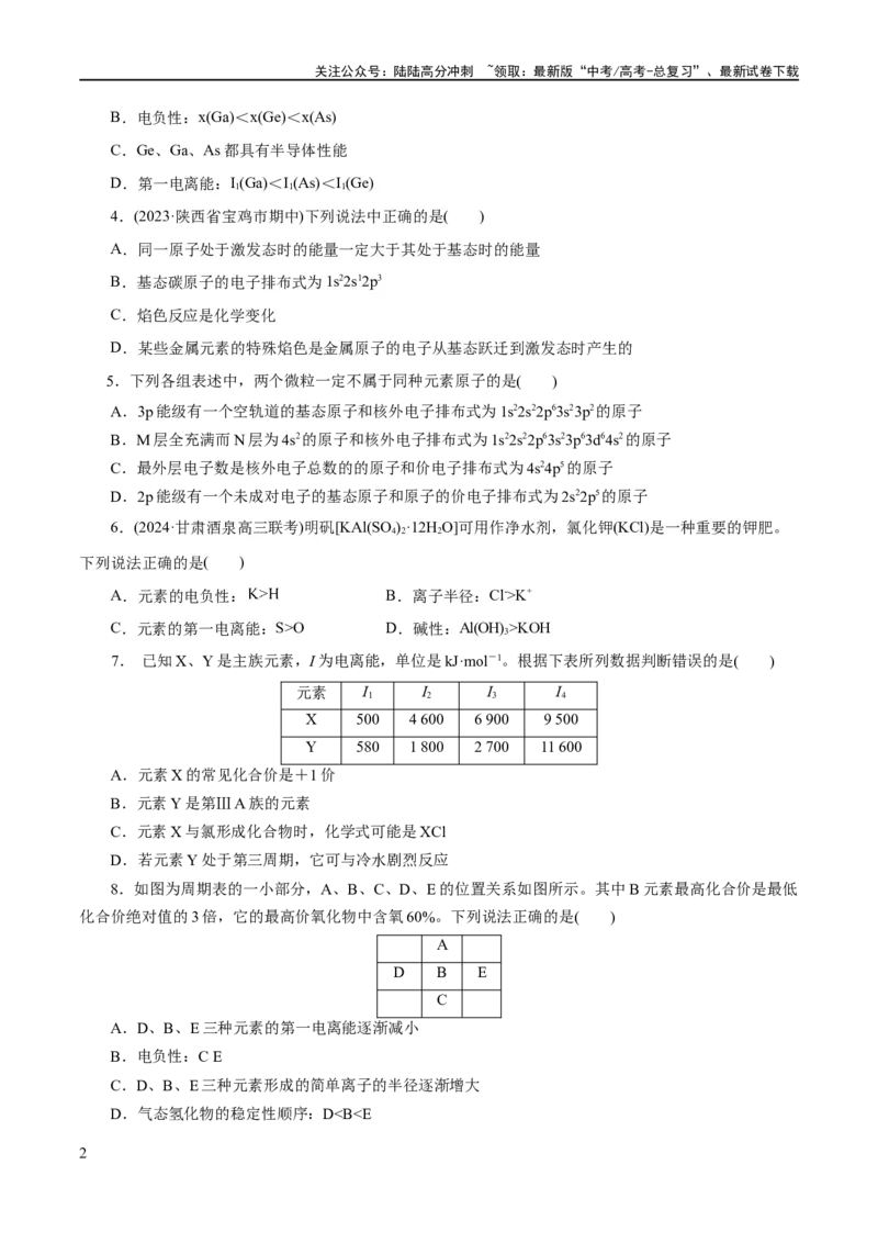 《专题12物质结构与性质综合(题型突破)(练习)(原卷版)_05-化学-高考总复习_二轮复习_2024年_2024年高考化学二轮复习讲练测（新教材新高考）_配套练习（原卷版+解析版）》第2页预览