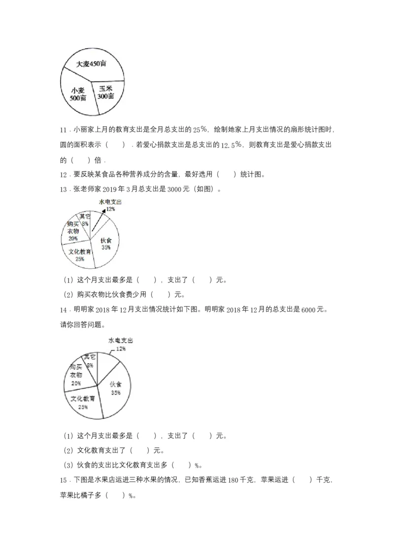 《分层训练六年级下册数学单元测试-第一单元扇形统计图（基础卷）苏教版（含答案）_小学1-6年级全科全套_1-6年级全科下册_六年级_数学_数学六下苏教版》第3页预览