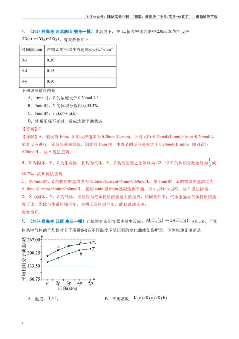 《专题06化学反应速率与化学平衡（解析版）_05-化学-高考总复习_专项复习_2025年_2024年高考一模试题分类汇编化学全国通用》第4页预览
