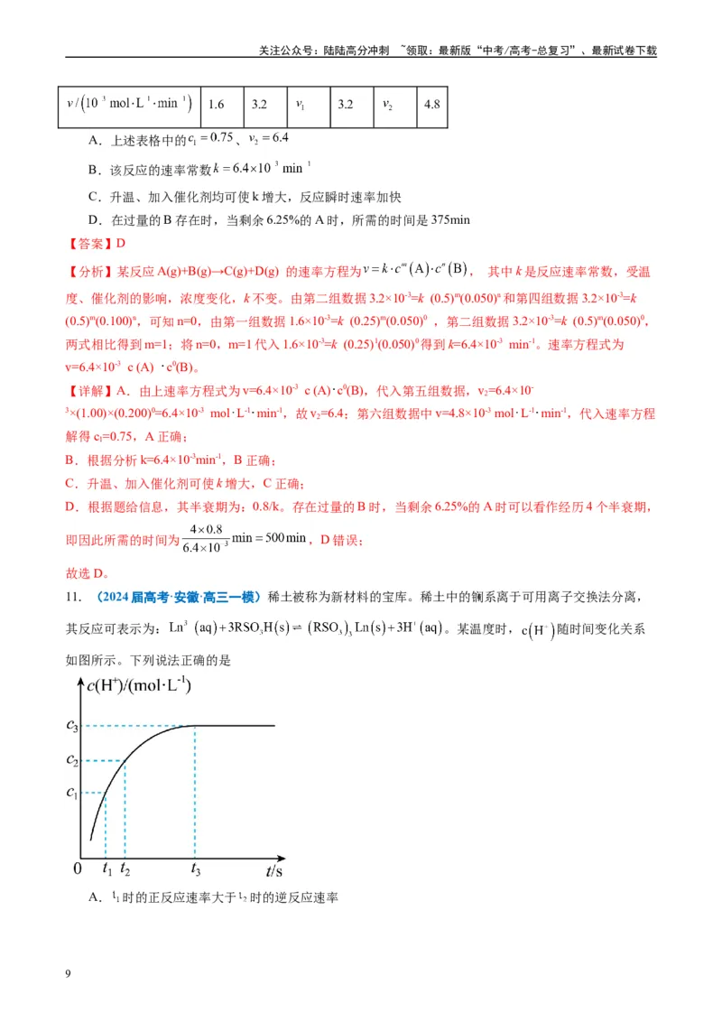 《专题06化学反应速率与化学平衡（解析版）_05-化学-高考总复习_专项复习_2025年_2024年高考一模试题分类汇编化学全国通用》第9页预览