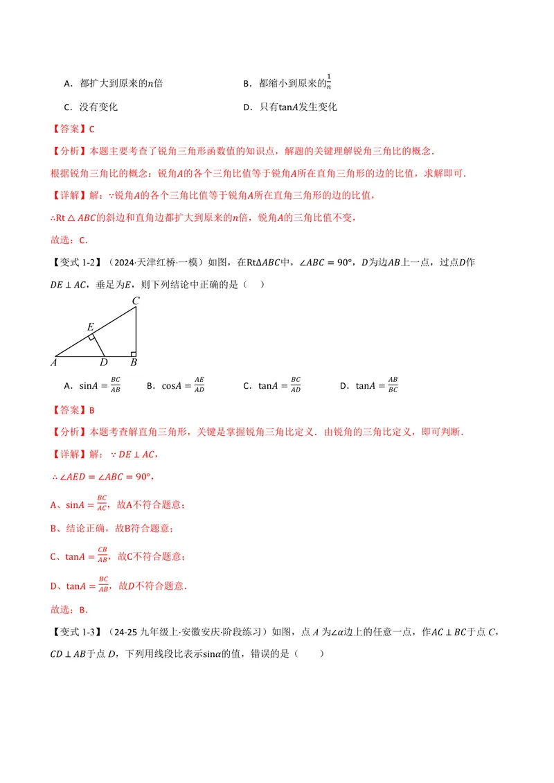 《专题2.1锐角的三角比(讲义)(解析版)_2026语数英7-9年级上《举一反三系列》多版本_2026《初中数学•举一反三系列》9上多版本_2026《初中数学•举一反三系列》9上(沪教)》第3页预览