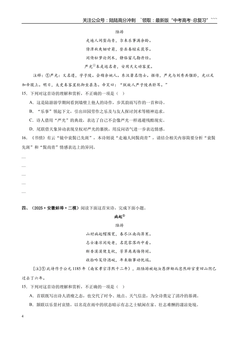 《专题04古代诗歌阅读（学生版）_专项复习_2026年-语文专项复习_2025年高考语文二模试题分类汇编（安徽专用）》第4页预览