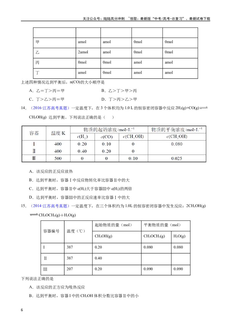 《专题40化学平衡的建立与移动（B）（学生版）_05-化学-高考总复习_专项复习_2025年_十年（2013-2022）高考化学真题分项汇编（全国通用）_专题40化学平衡的建立与移动（B）（全国通用）》第6页预览