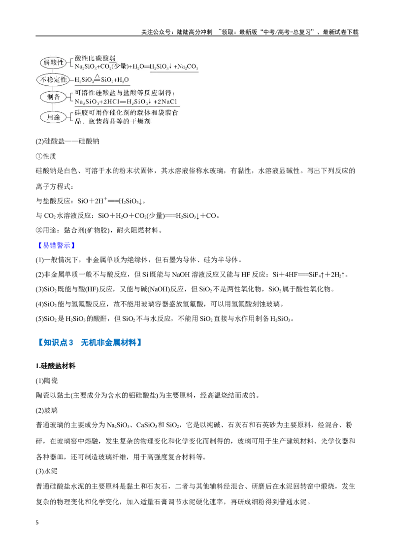 《专题13碳硅及其化合物八大题型（新高考通用）（教师版）_05-化学-高考总复习_专项复习_2025年_2025年高考化学举一反三重难点题型归纳知识点梳理变式训练_资料》第5页预览