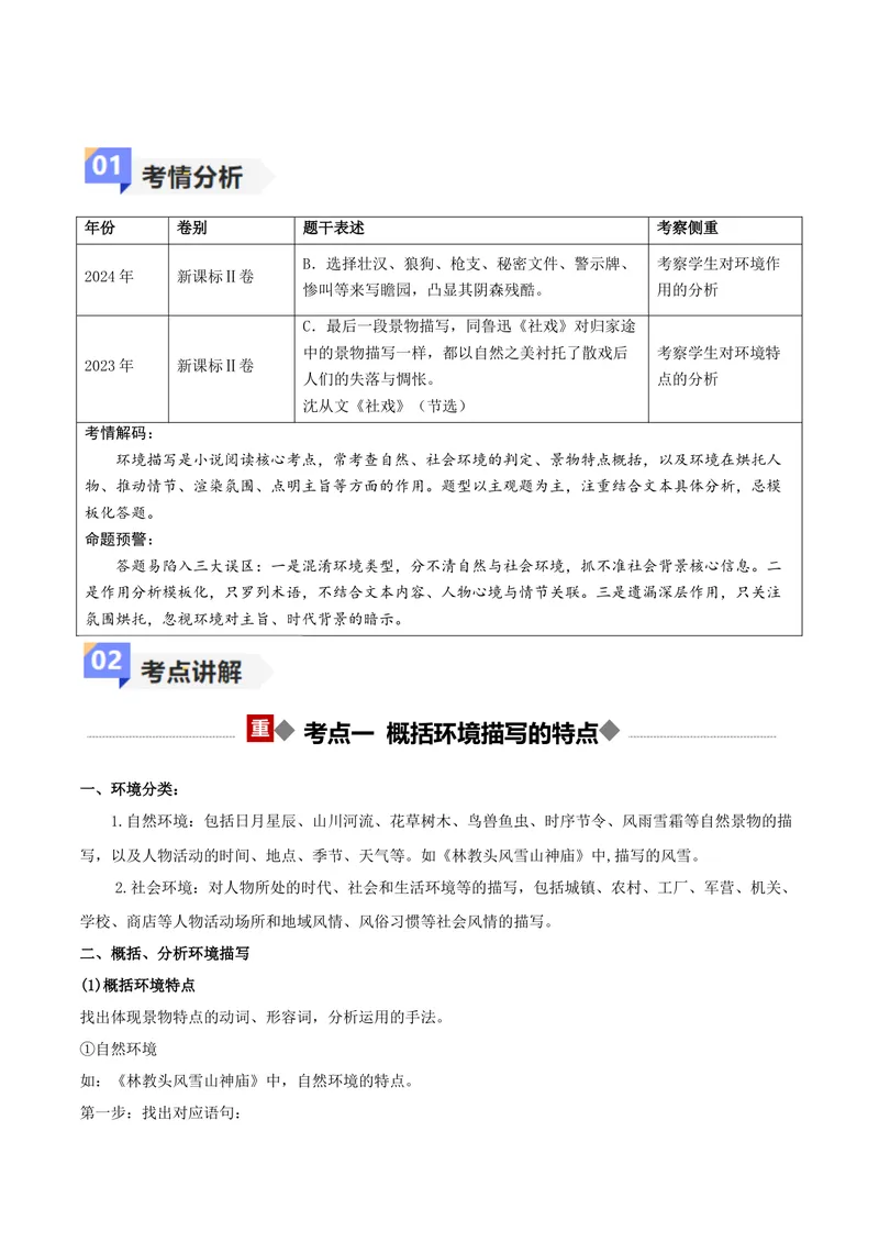 《专题02小说阅读之环境（讲义）（全国通用）（学生版）(1)_二轮复习_2026年-语文二轮复习_22026年高考语文二轮复习现代文阅读（全国通用）》第2页预览