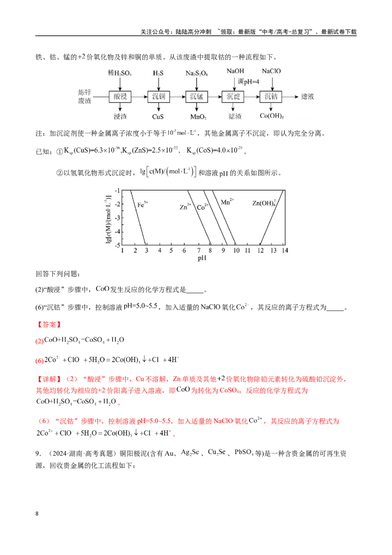 《专题07陌生情境中化学(离子)方程式的书写（教师版）-（新高考通用）_05-化学-高考总复习_二轮复习_2025年_2025年高考化学二轮·突破提升专题复习讲义（新高考通用）_资料》第8页预览