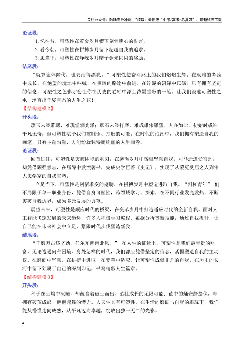 《专题052025高考作文主题预测及结构建模3（九大预测主题+开头+结尾）-_专项复习_2025年_2025年高考语文议论文写作秘籍》第4页预览