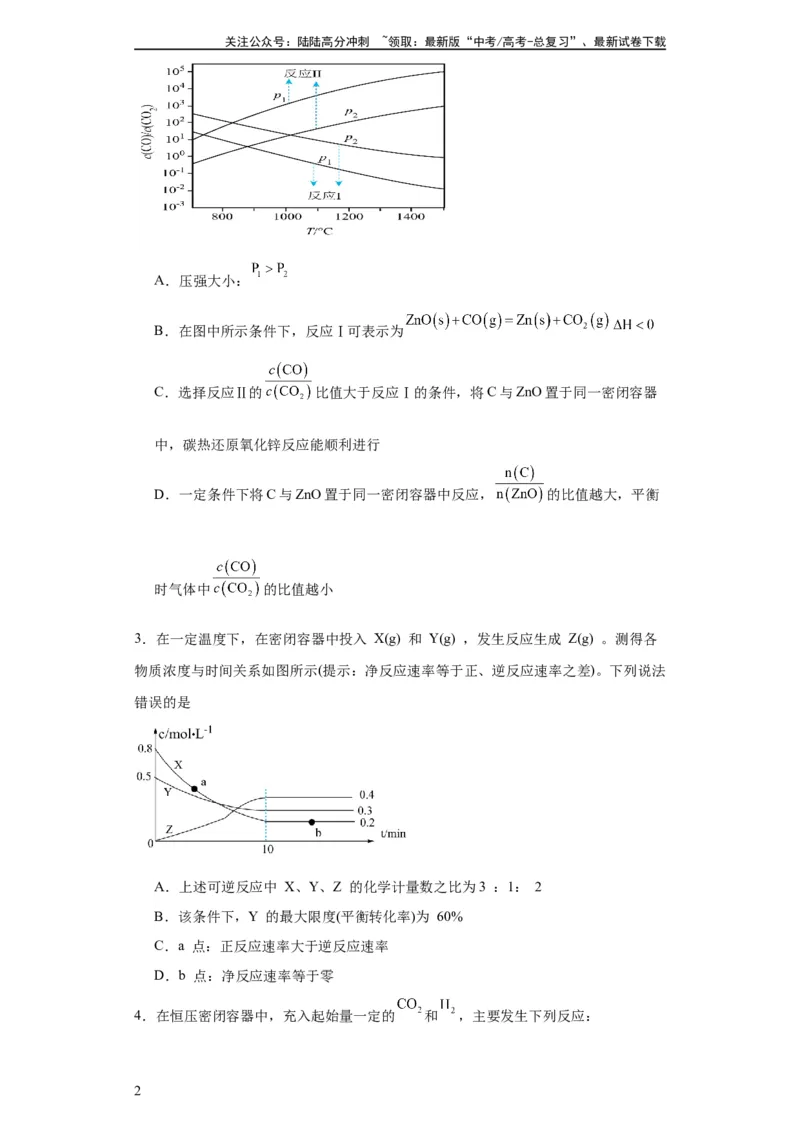《化学平衡图像分析（原卷版）_05-化学-高考总复习_一轮复习_2024年_2024年高三化学一轮复习高考专项训练知识梳理练习_资料》第2页预览